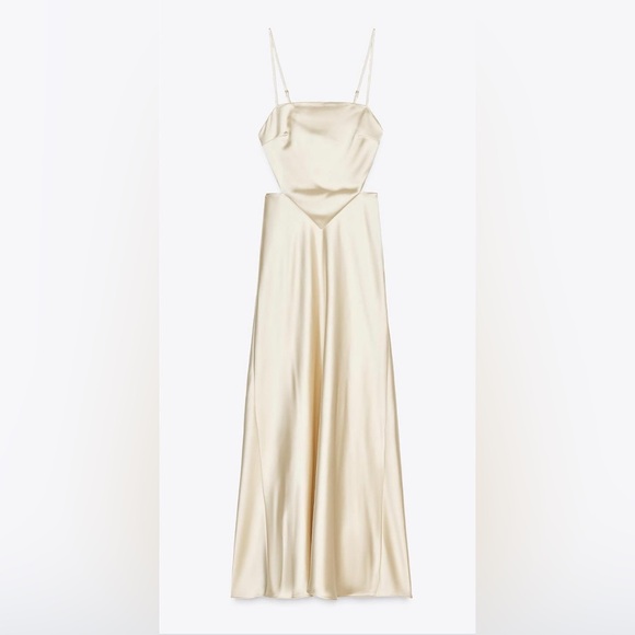 Zara champagne Maxi Dress with Spaghetti Straps and open back - Picture 2 of 13
